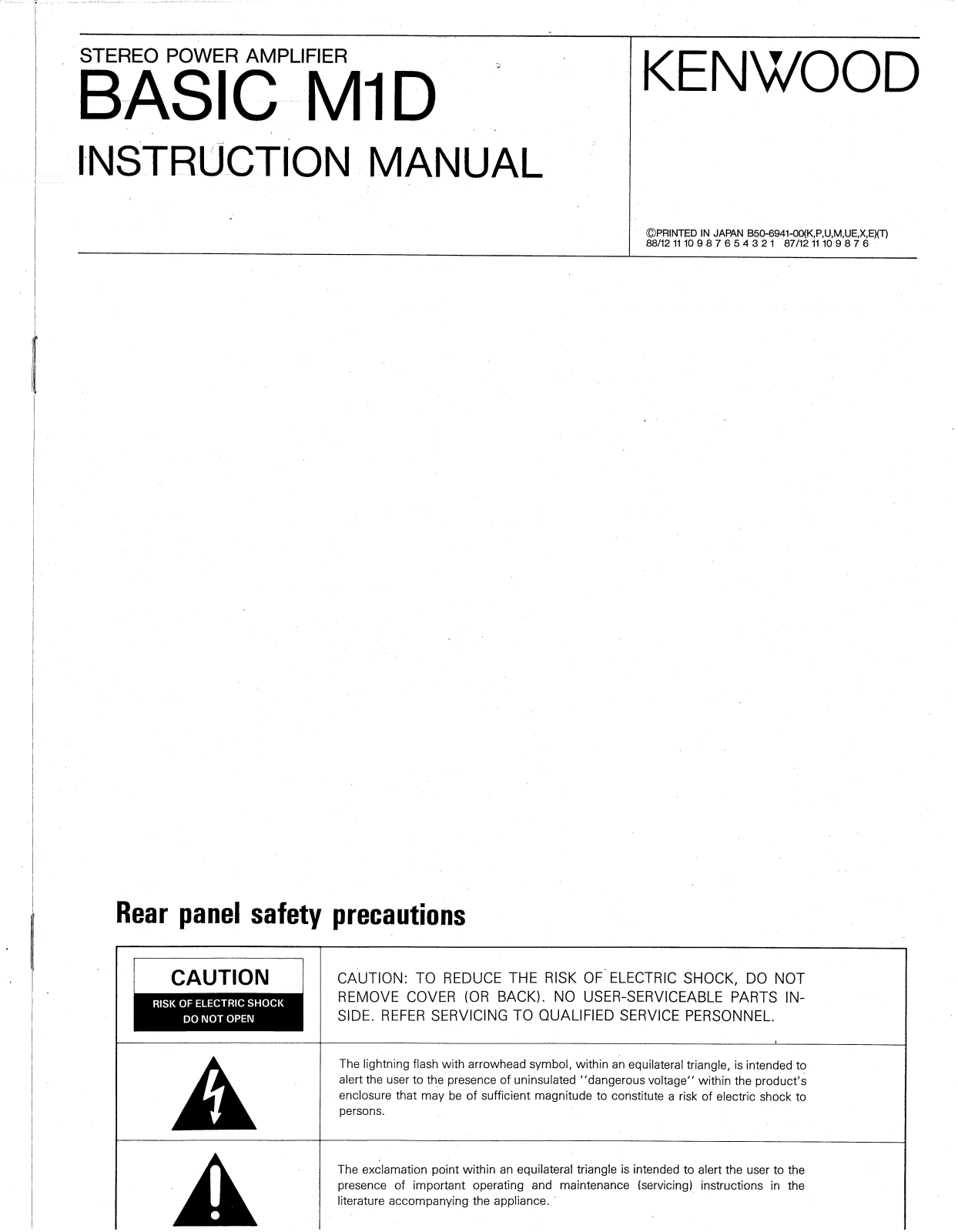 Kenwood BasicM1D Owner's Manual