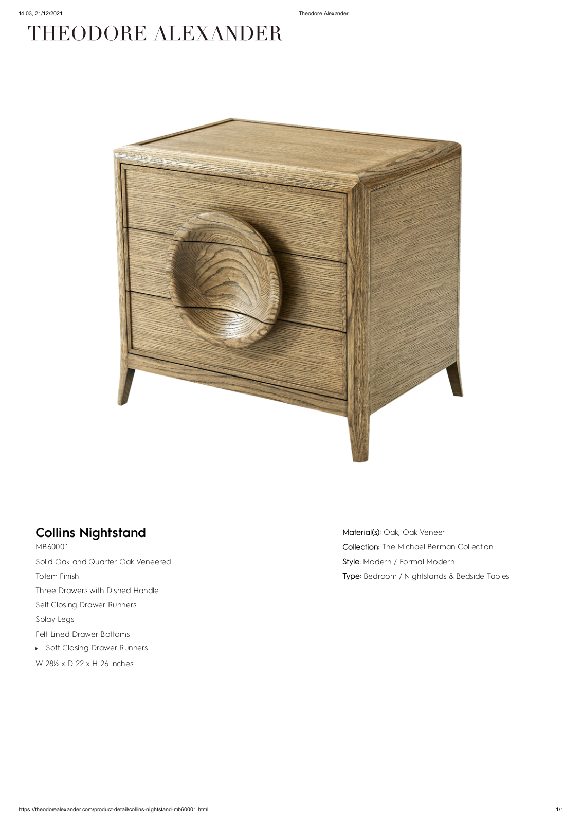 Theodore Alexander FPLJ2354 Specifications - ManualMachine.com