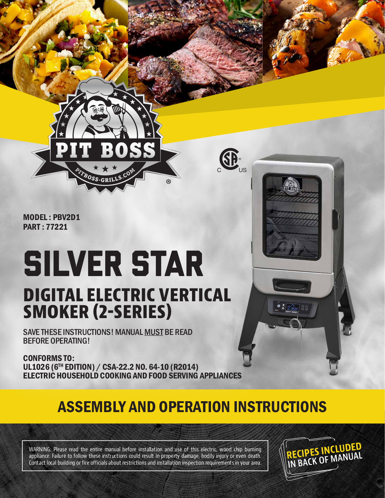 Pit boss PBV2D1 User Manual