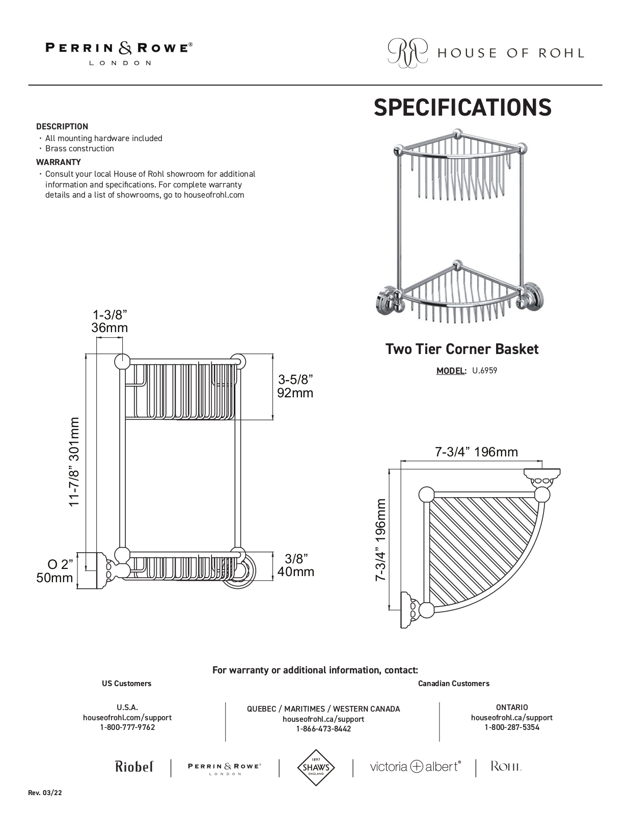 Perrin & Rowe PRWE1474 Specifications - ManualMachine.com