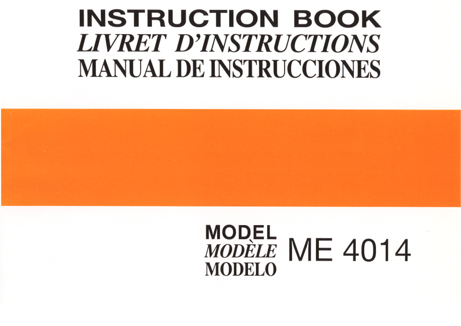 Janome ME4014 Instruction Manual