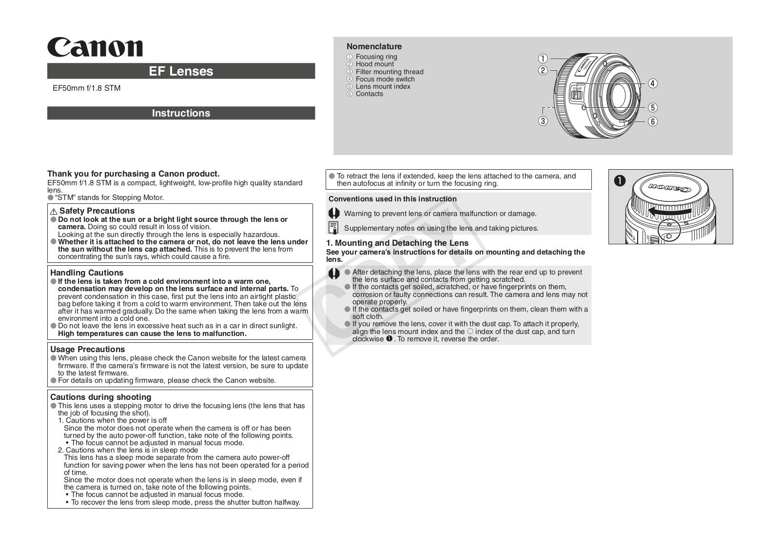 Canon EF 50 User Manual