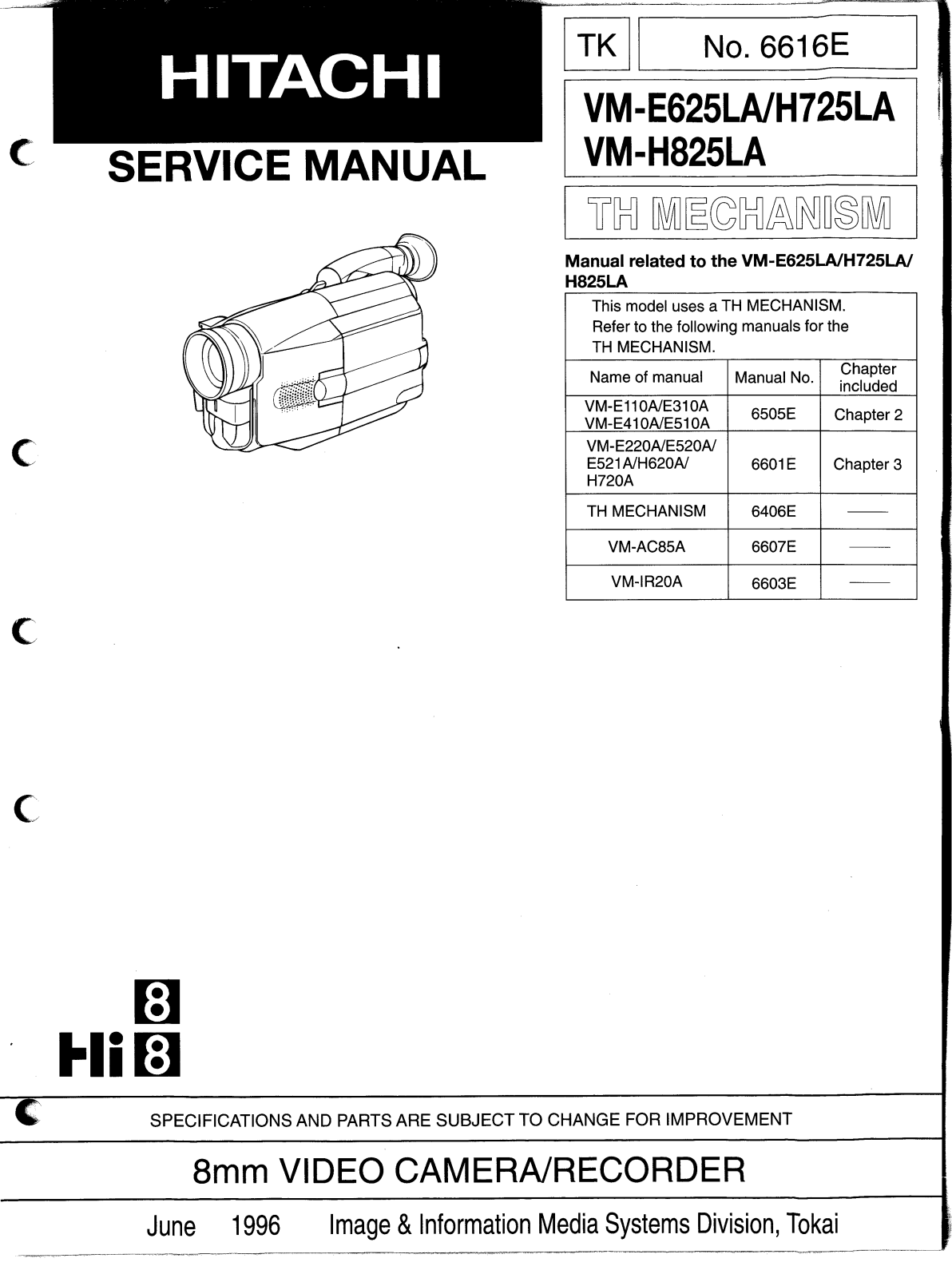 Hitachi VM-H825LA Service Manual