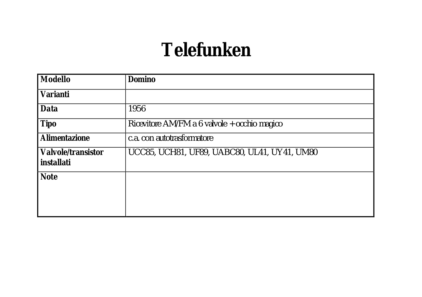 Telefunken Domino Schematic