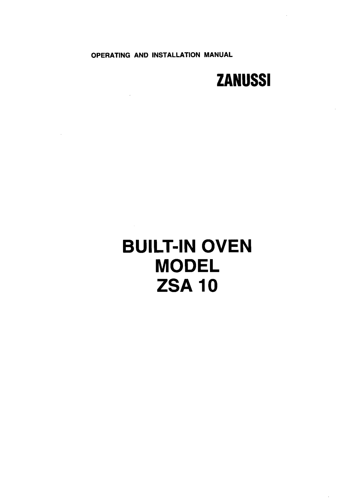 Zanussi ZSA 10 User Manual