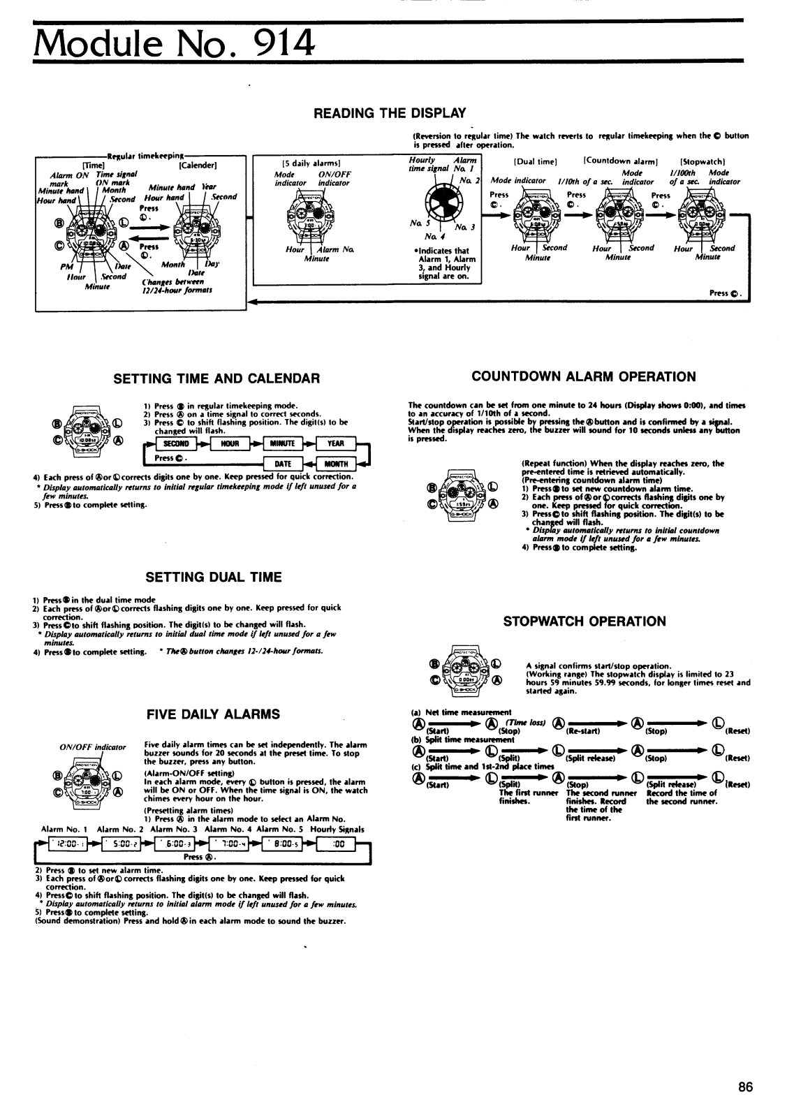 Casio QW-914 User Manual