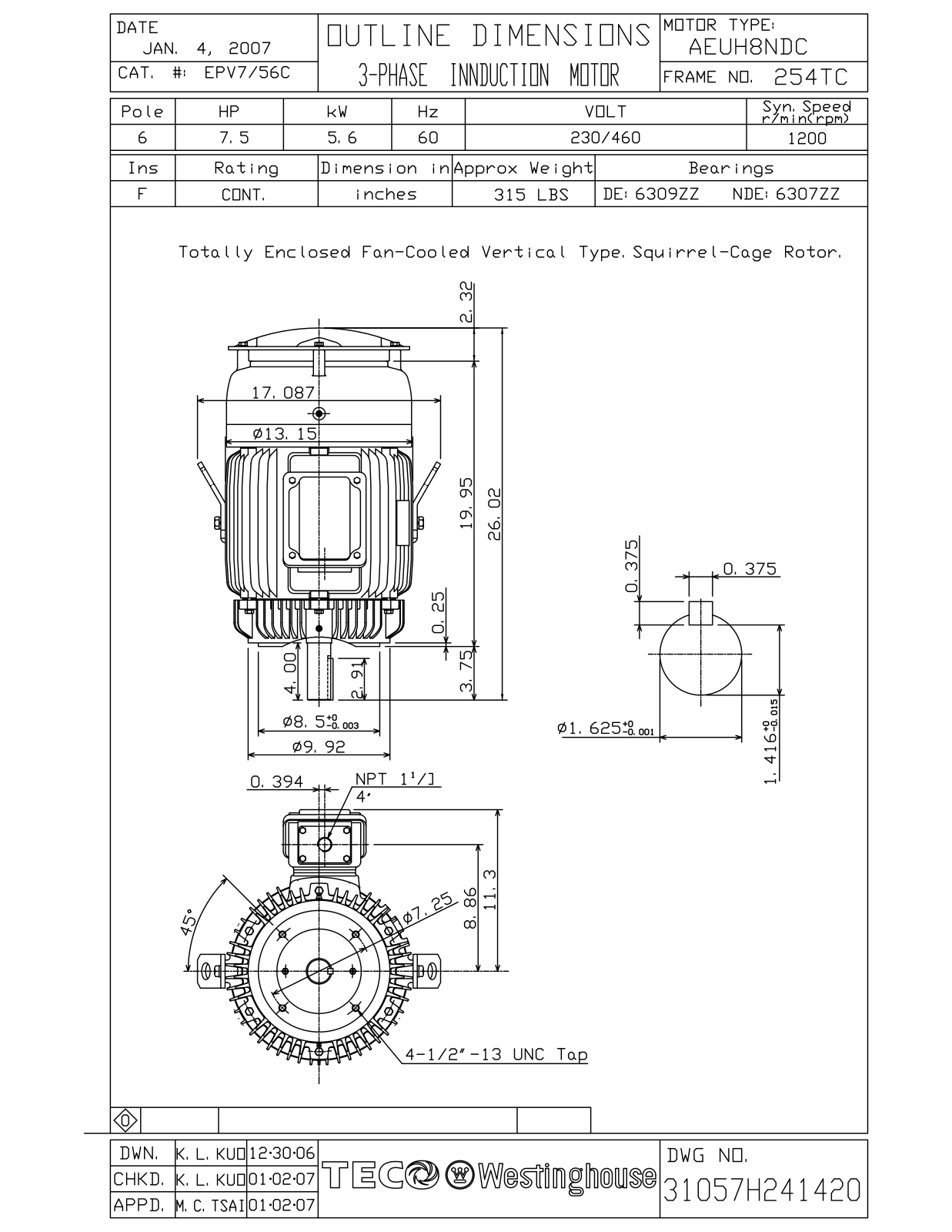 Teco EPV7/56C Reference Drawing