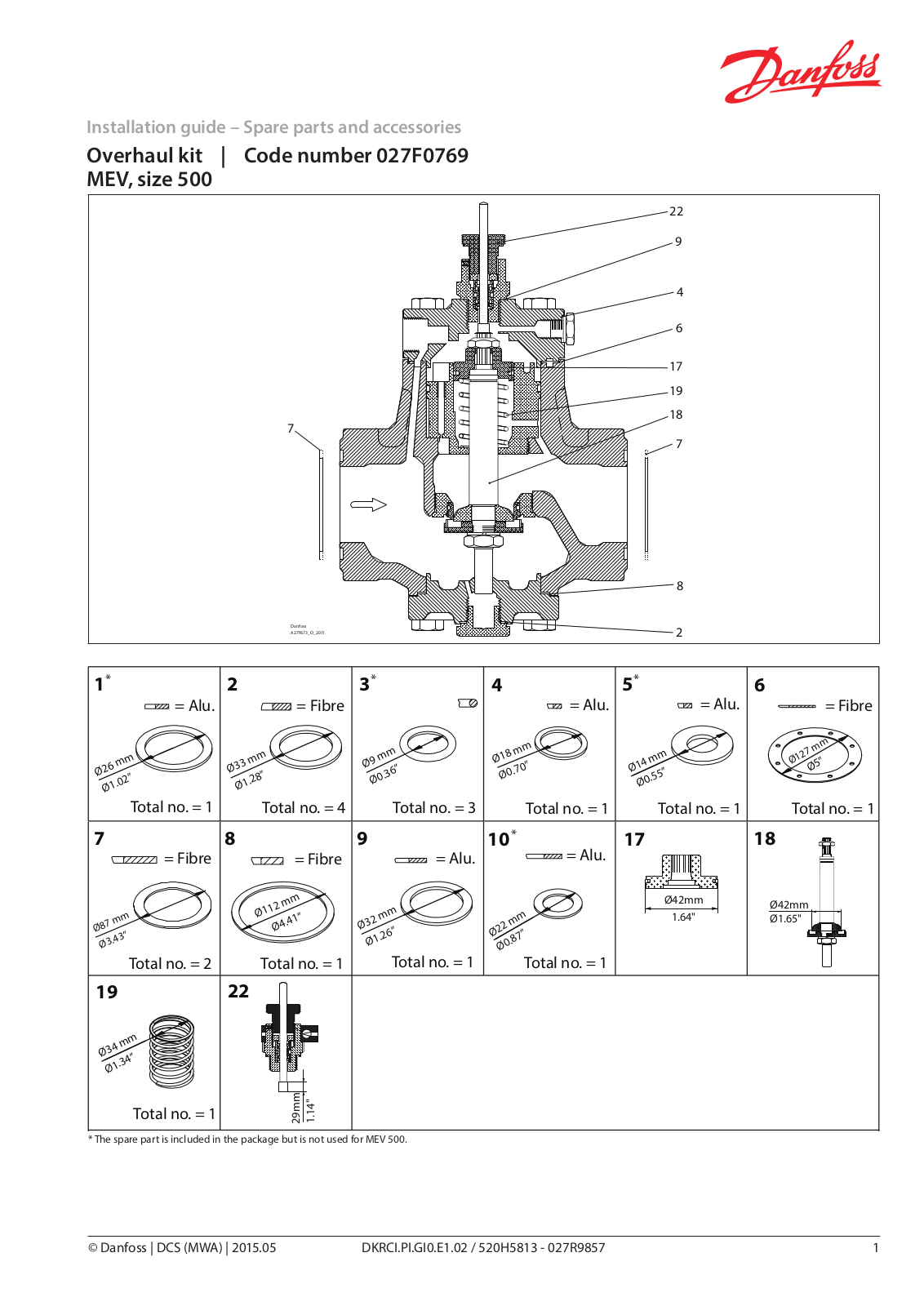 Danfoss MEV 500 Installation guide