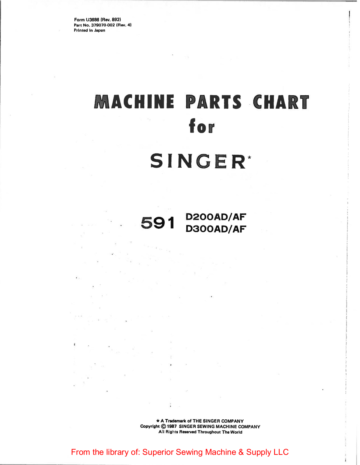 Singer 591D200AD-AF, 591D300AD-AF Manual