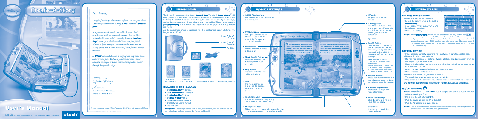 VTech Create-A-Story Reading System Owner's Manual