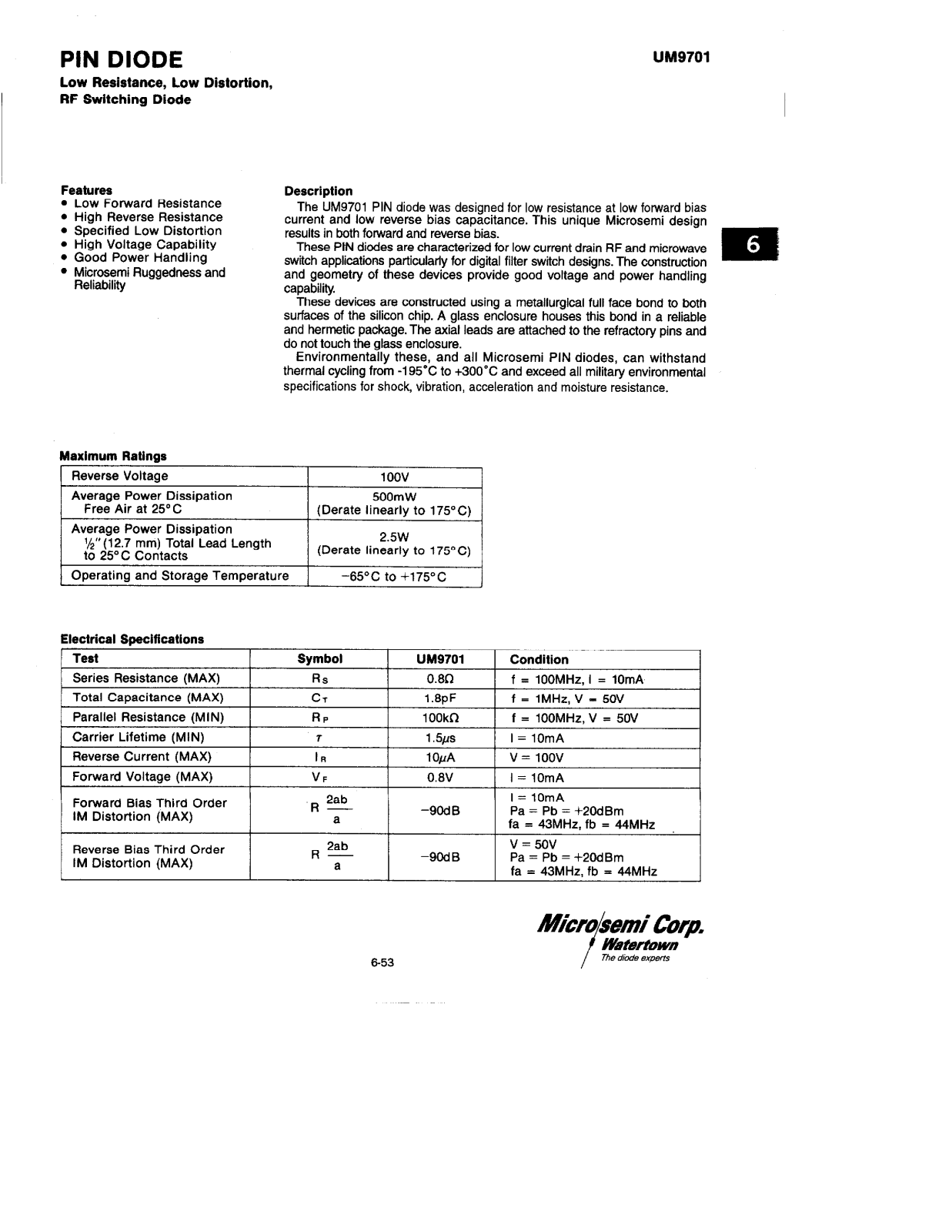 Microsemi UM9701 Datasheet