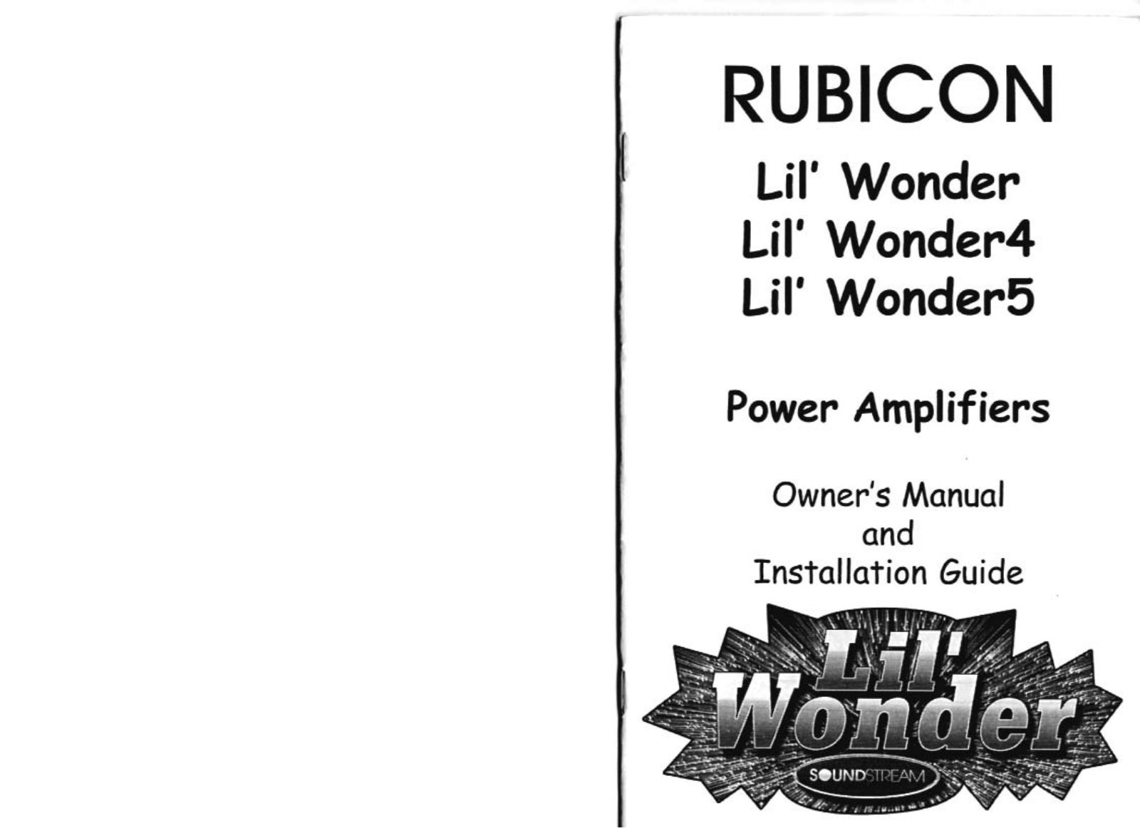 Soundstream LIL WONDER 5 Owner's Manual