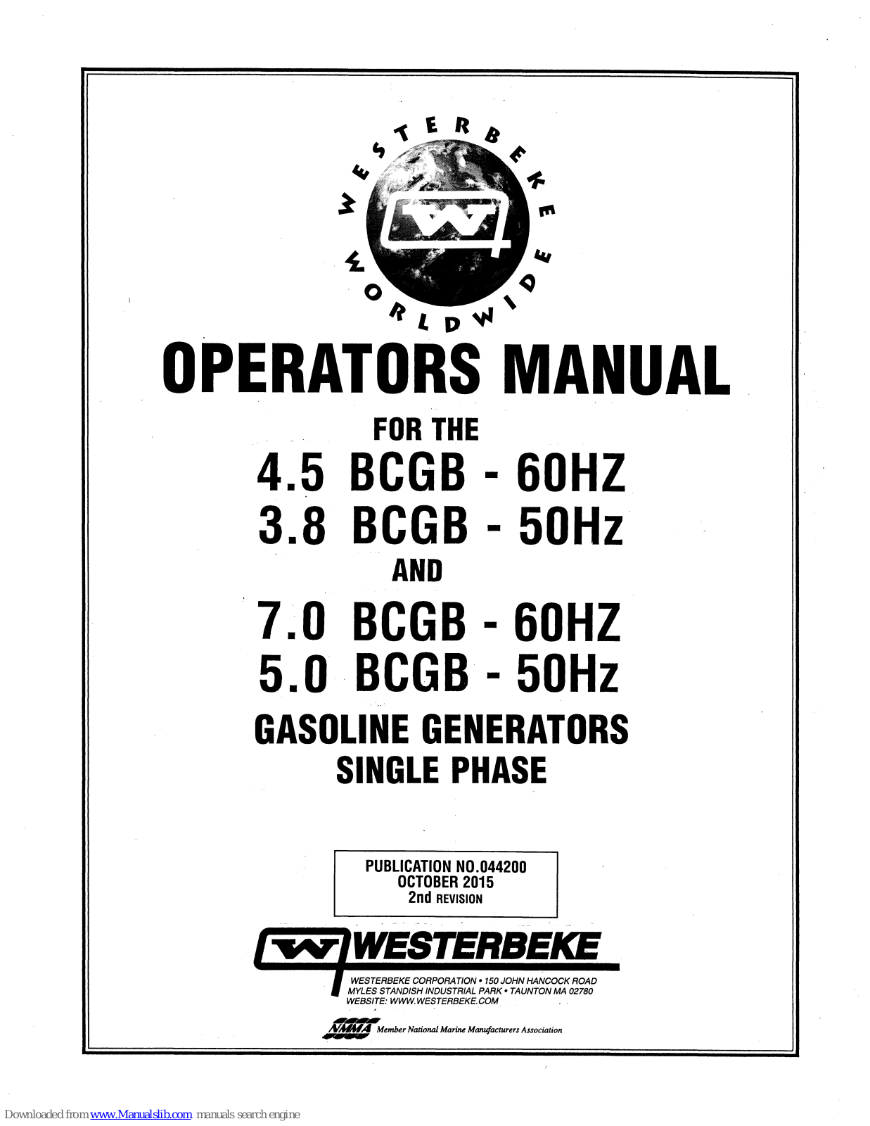 Westerbeke 4.5 BCGB, 3.8 BCGB, 7.0 BCGB, 5.0 BCGB Operator's Manual - ManualMachine.com
