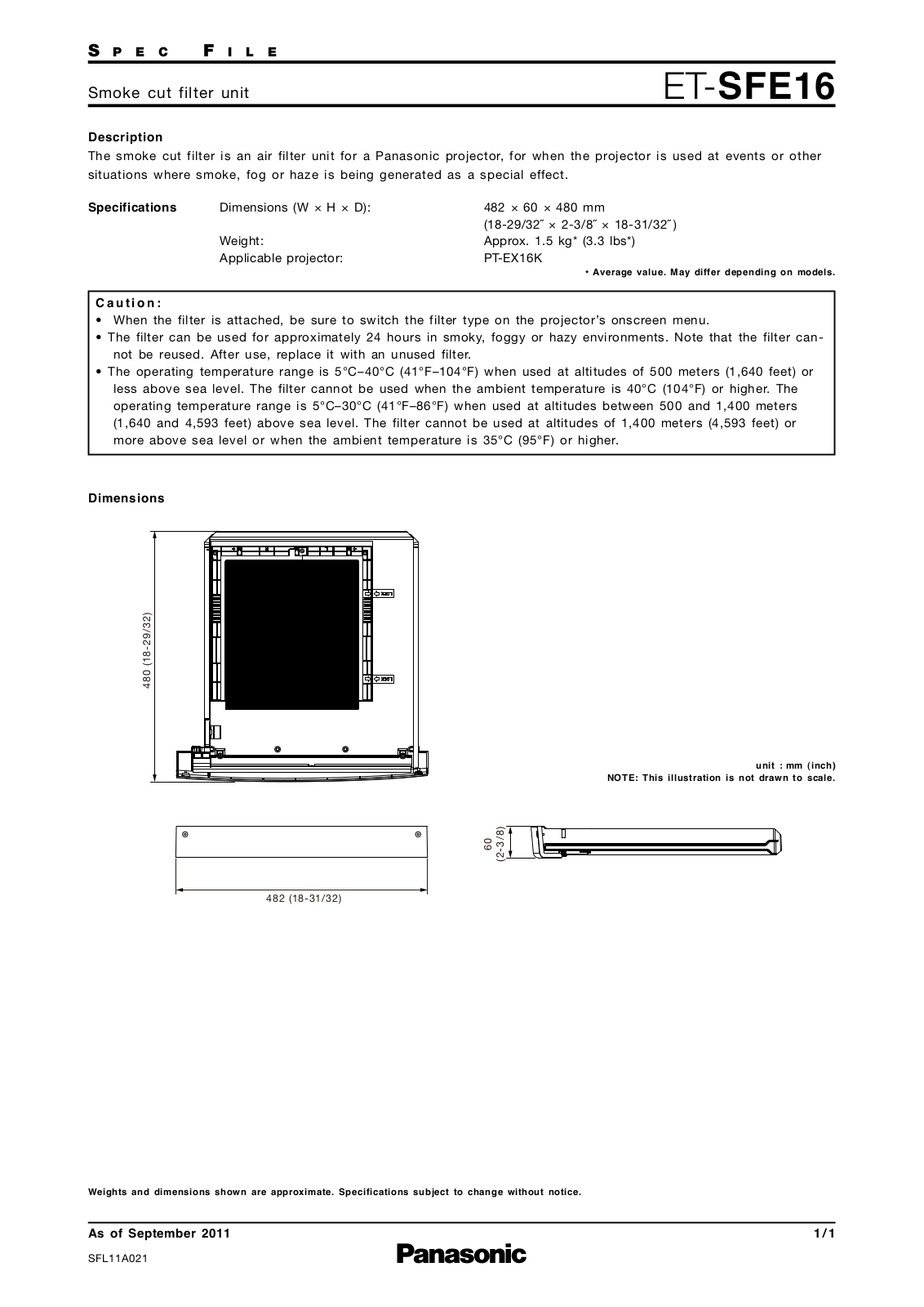 Panasonic ET-SFE16 User Manual