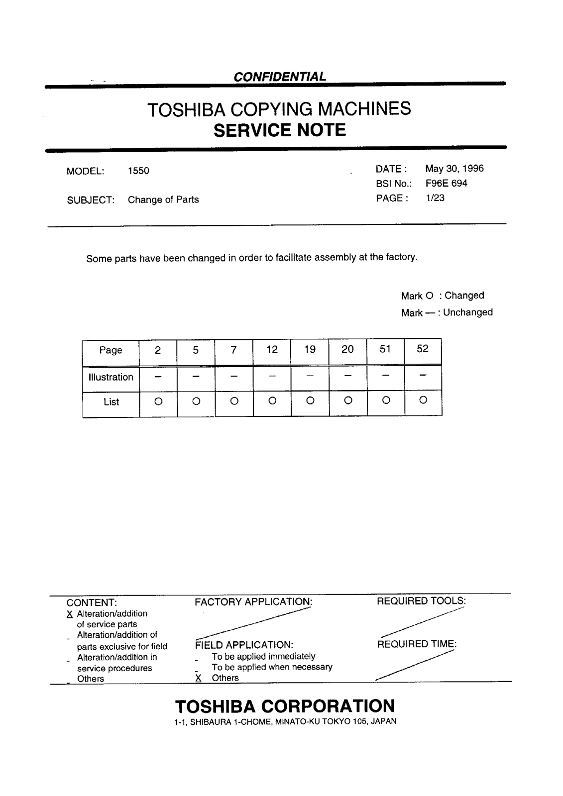 Toshiba f96e694 Service Note