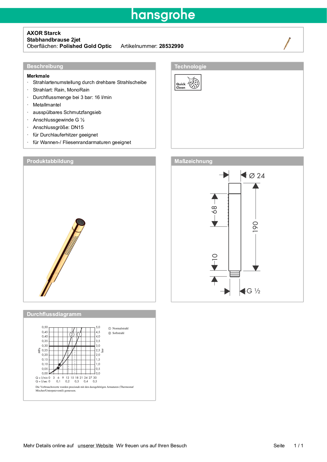 Hansgrohe AXOR 28532990 User Manual