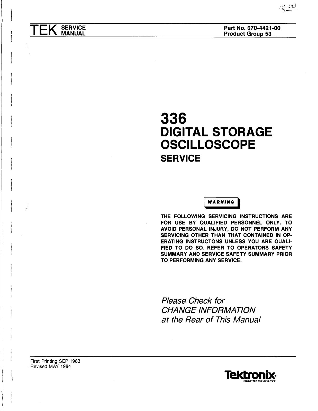 Tektronix 336 Service Manual