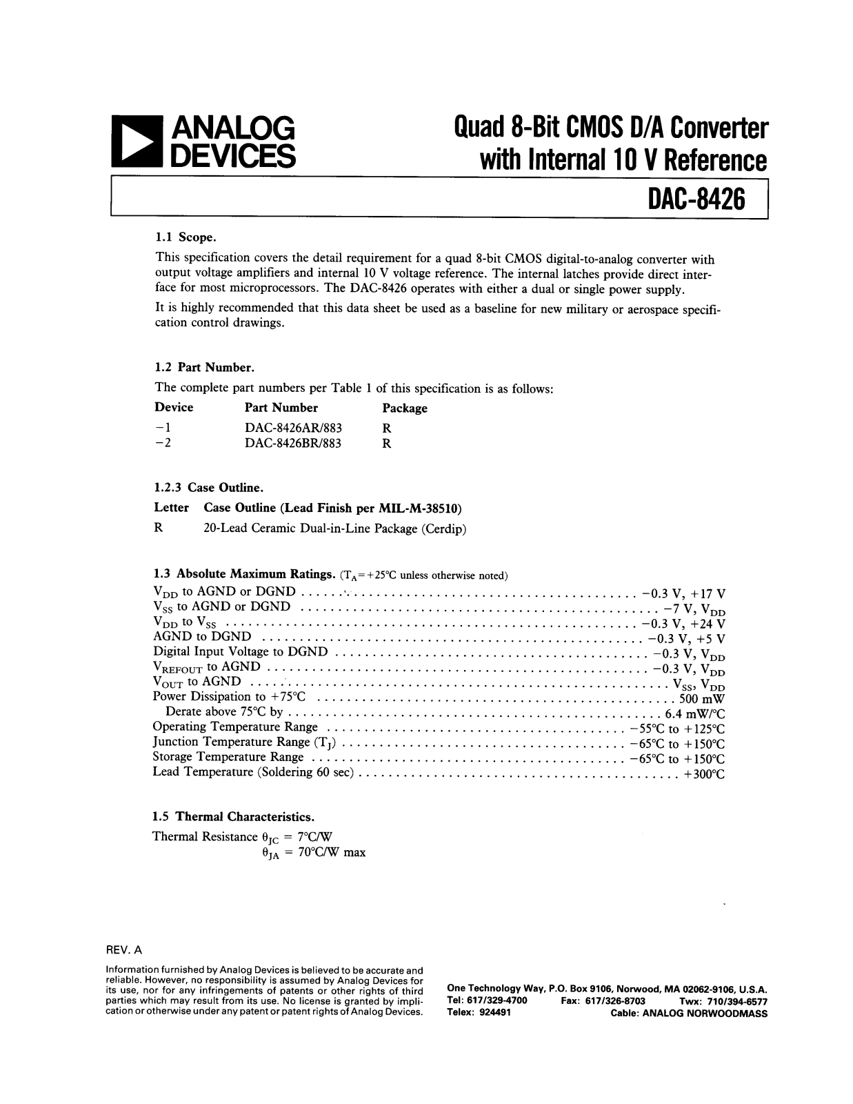 Analog Devices DAC8426 a Datasheet