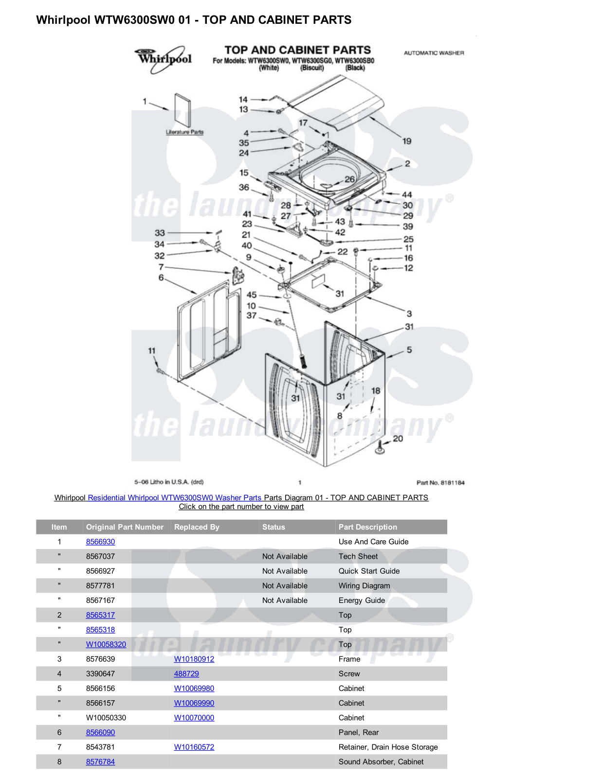 Whirlpool WTW6300SW0 Parts Diagram