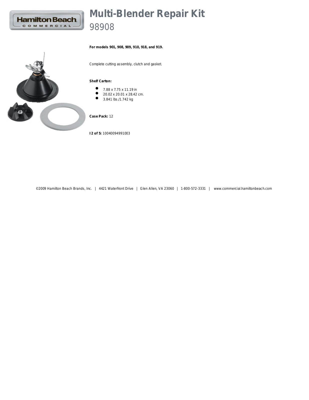 Hamilton Beach 98908 Specifications - ManualMachine.com