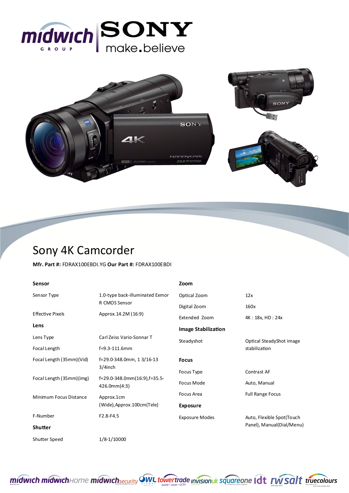 Sony FDRAX100EBDI.YG Datasheet