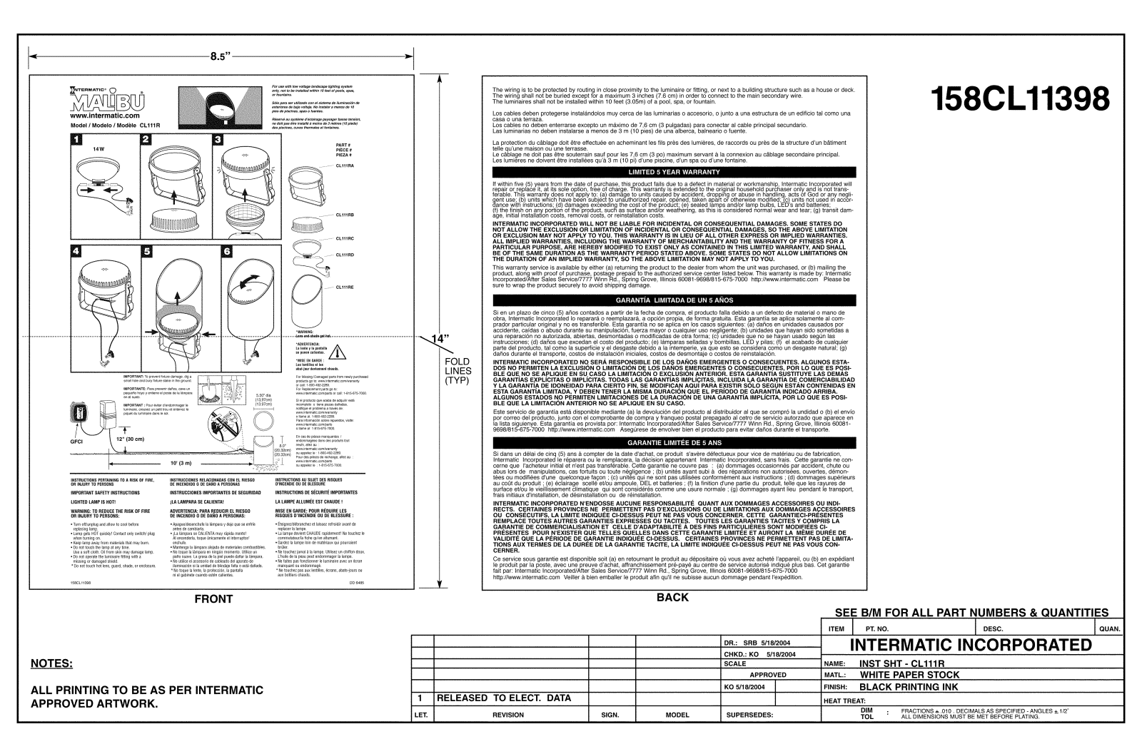 Intermatic CL111R User Manual