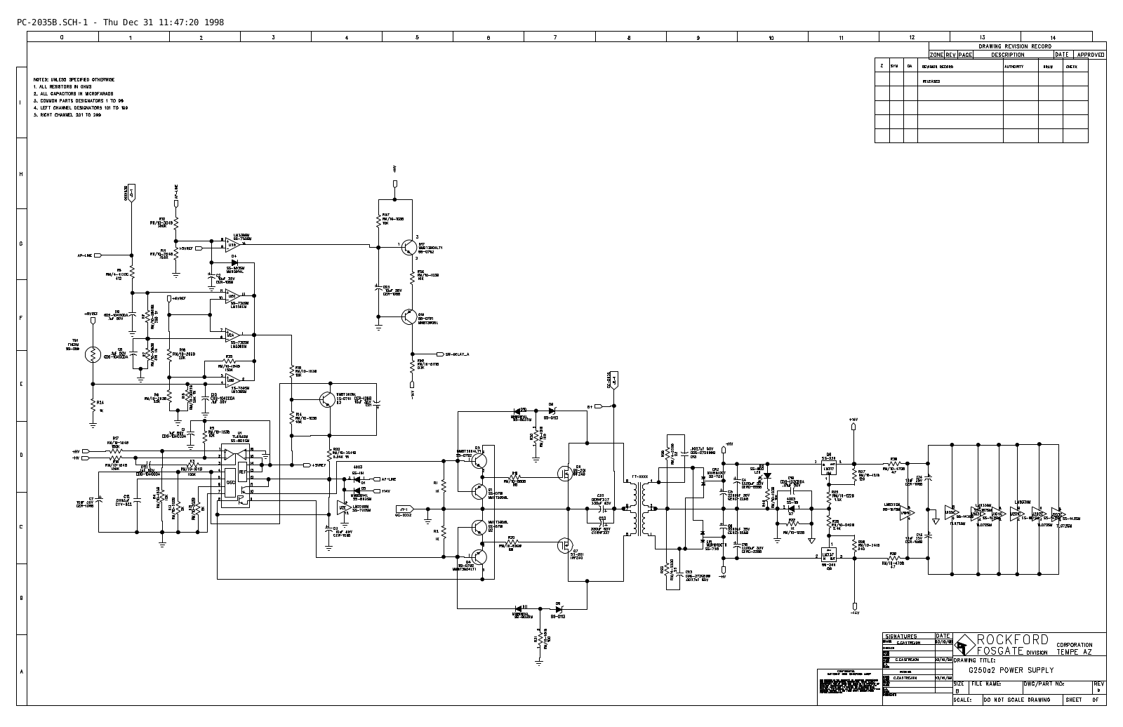 Rockford Fosgate G-250-A-2 Schematic