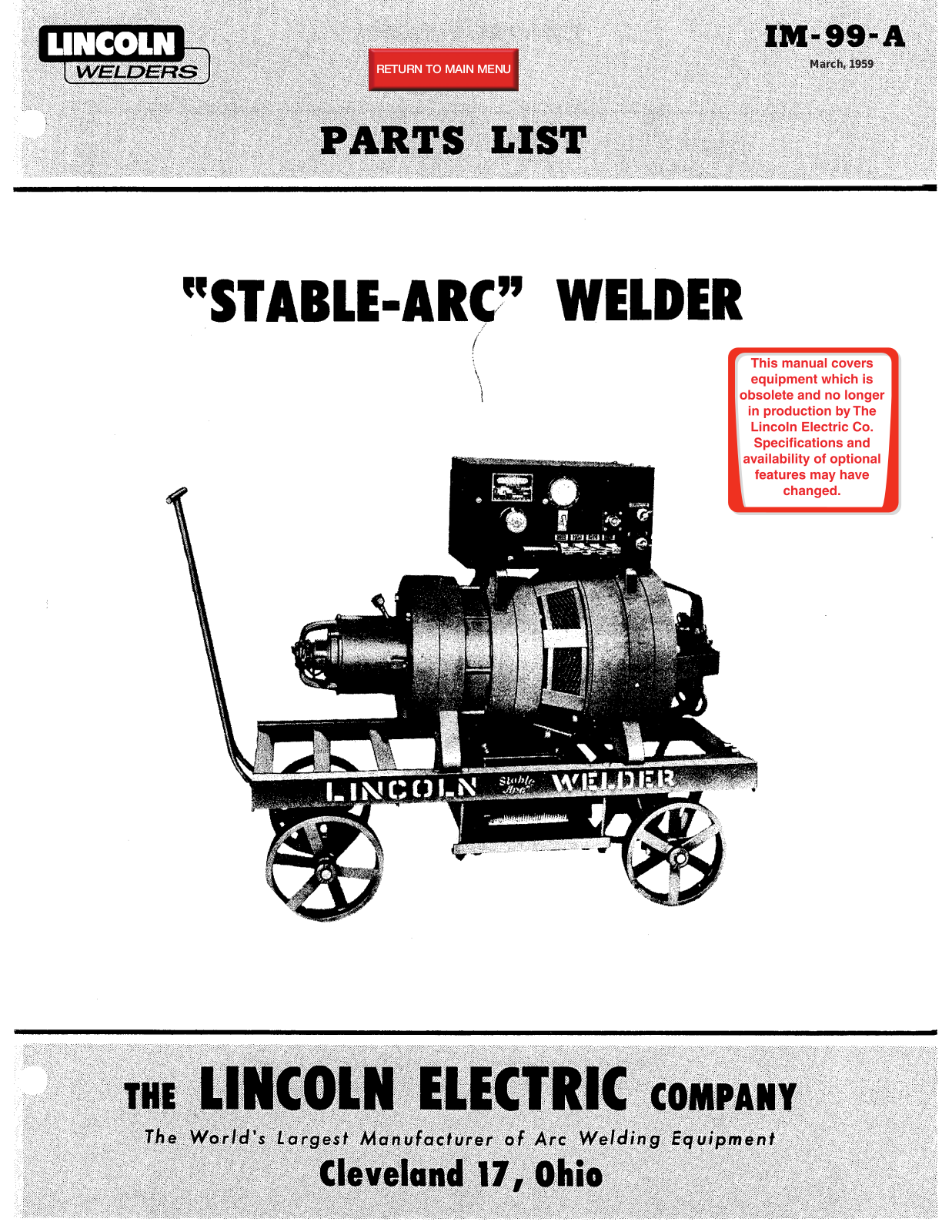 Lincoln IM-99-A User Manual