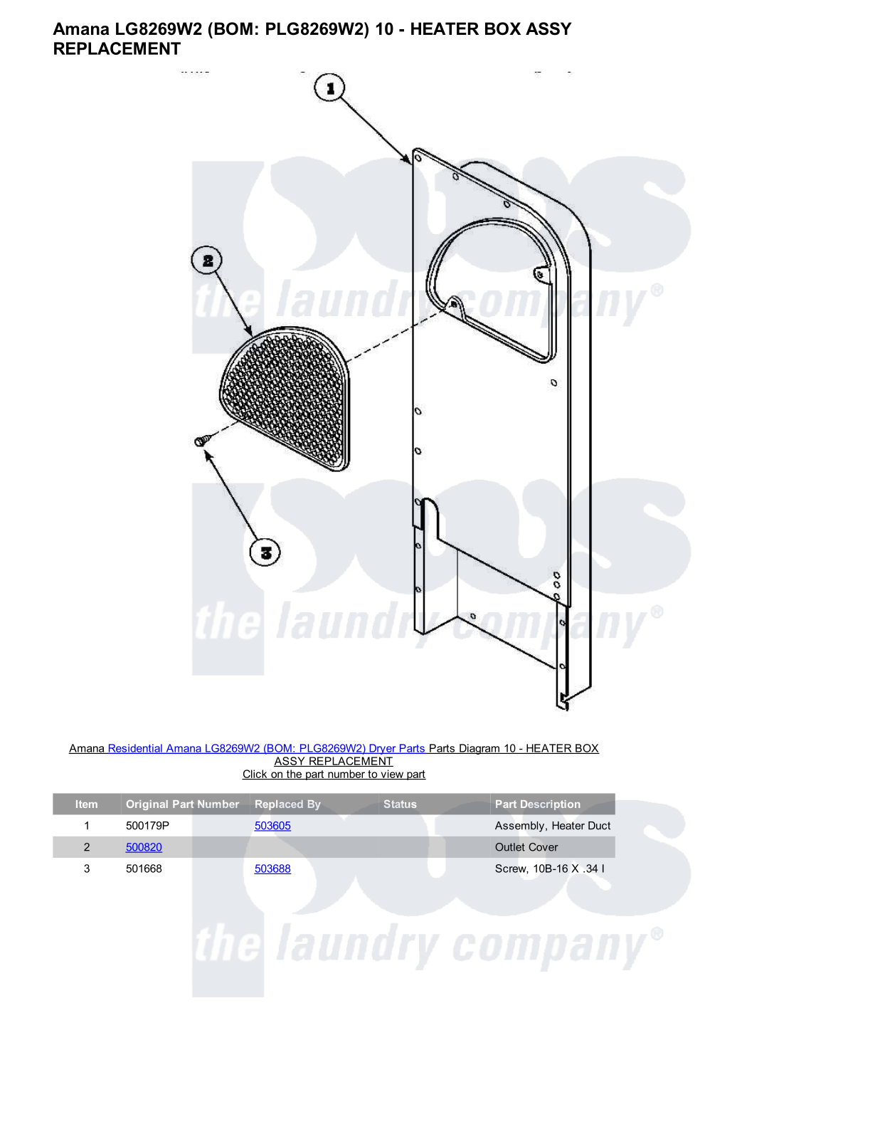 Amana LG8269W2 Parts Diagram