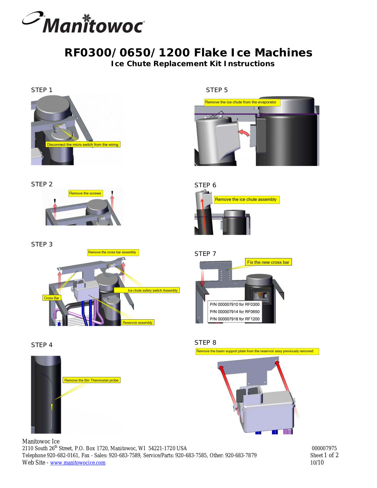 Manitowoc Ice RF1200, RF0650, RF0300 User Manual