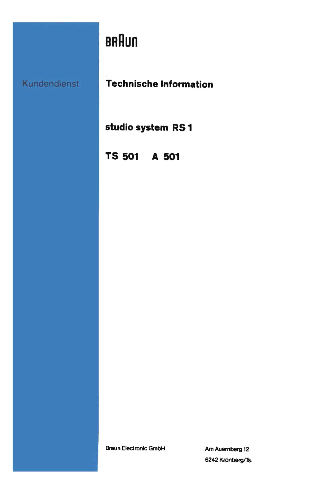 Braun RS-1 Service Manual