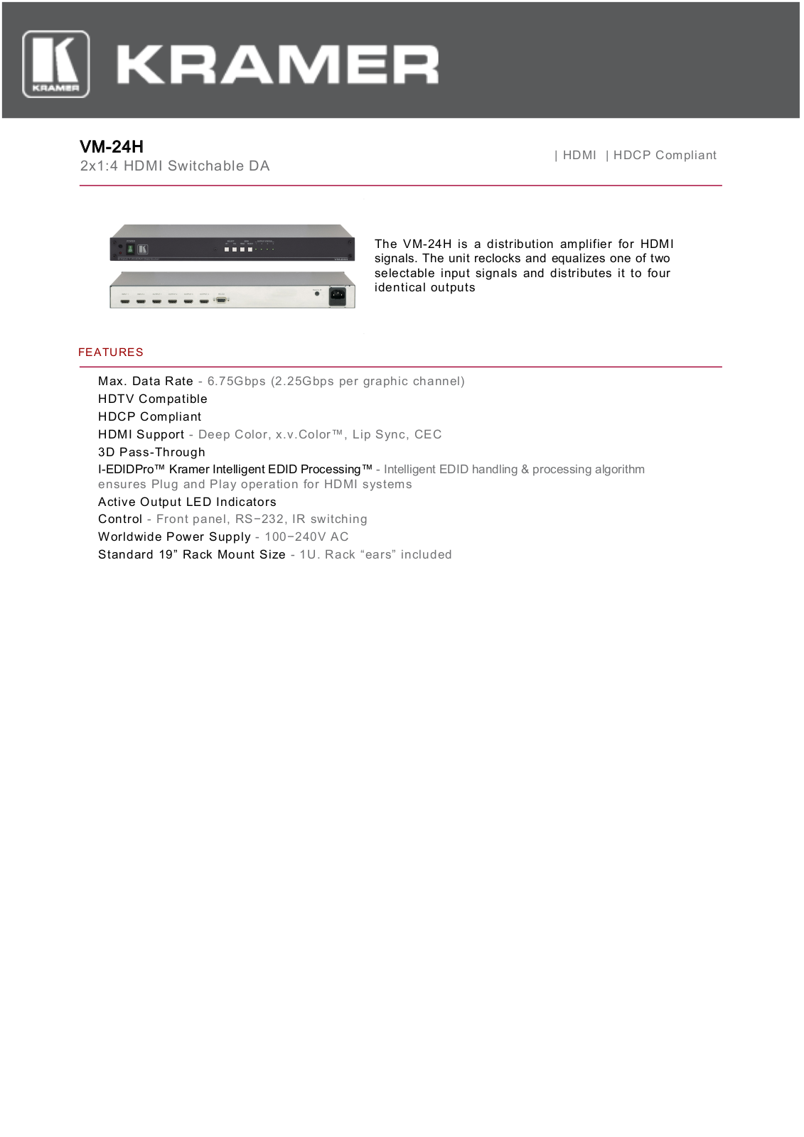 Kramer VM-24H User Manual