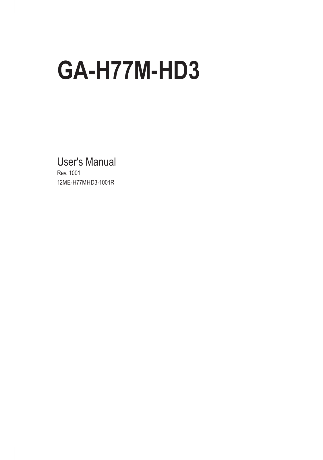 Gigabyte GA-H77M-HD3 User Manual