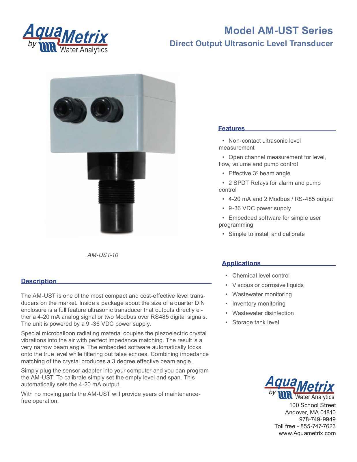 Aquametrix AM-UST User Manual