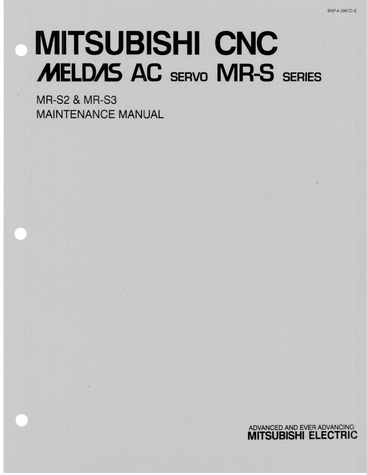 mitsubishi MR-S Maintenance Manual