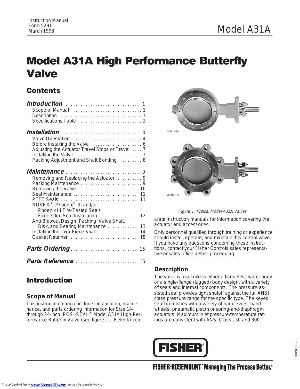 Fisher A31A Instruction Manuals