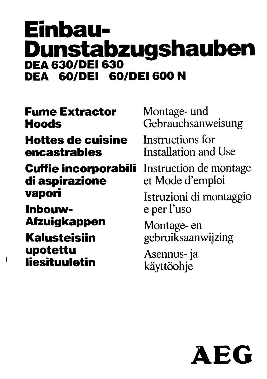 Aeg-electrolux DEA 60 User Manual