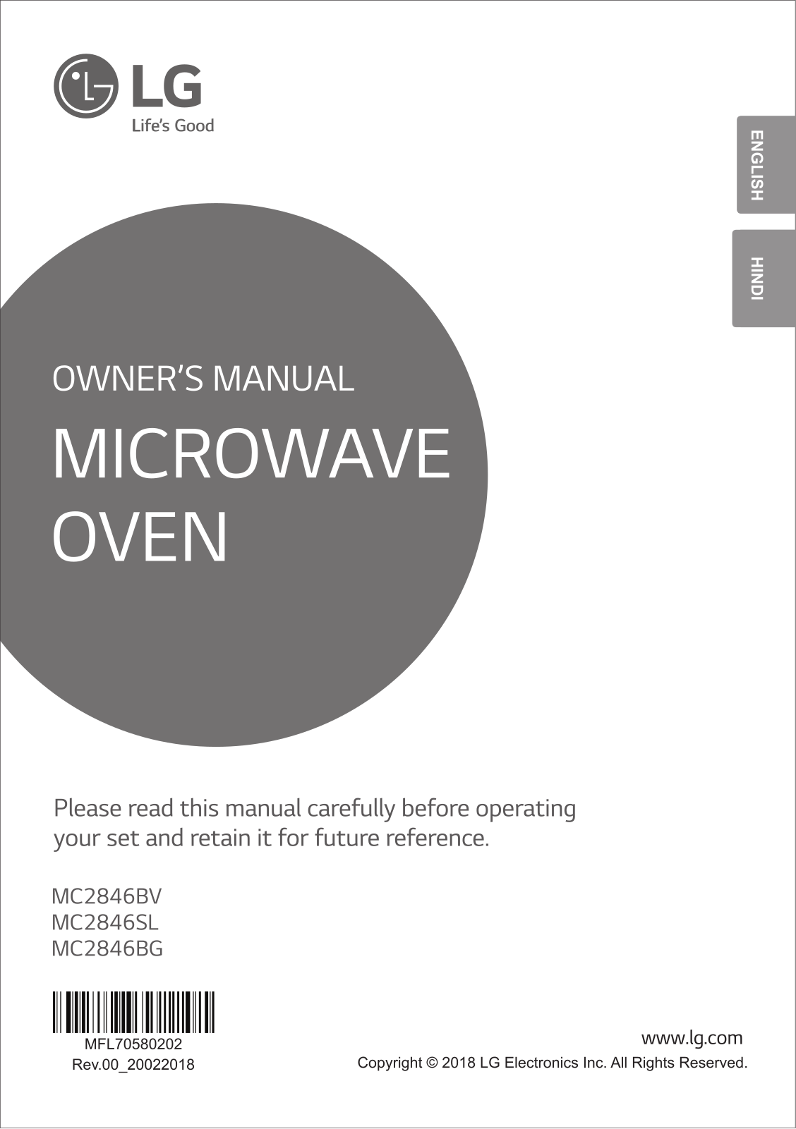 LG MC2846BV, MC2846BG Owner’s Manual