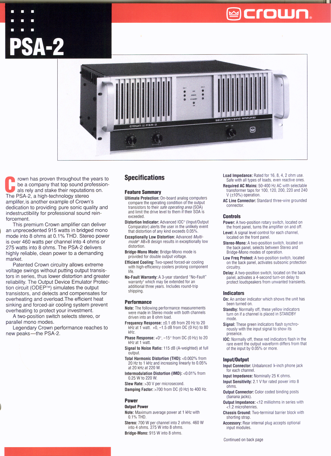 Crown PSA-2 Brochure