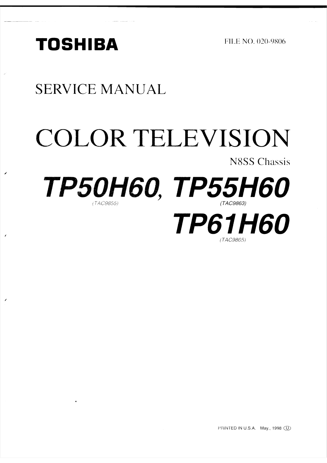 TOSHIBA TP50H60, TP55H60, TP61H60 Service Manual