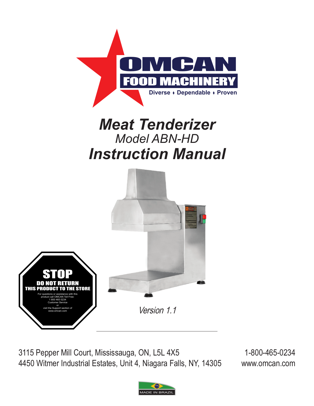 Omcan Food Machinery ABN-HD Installation  Manual