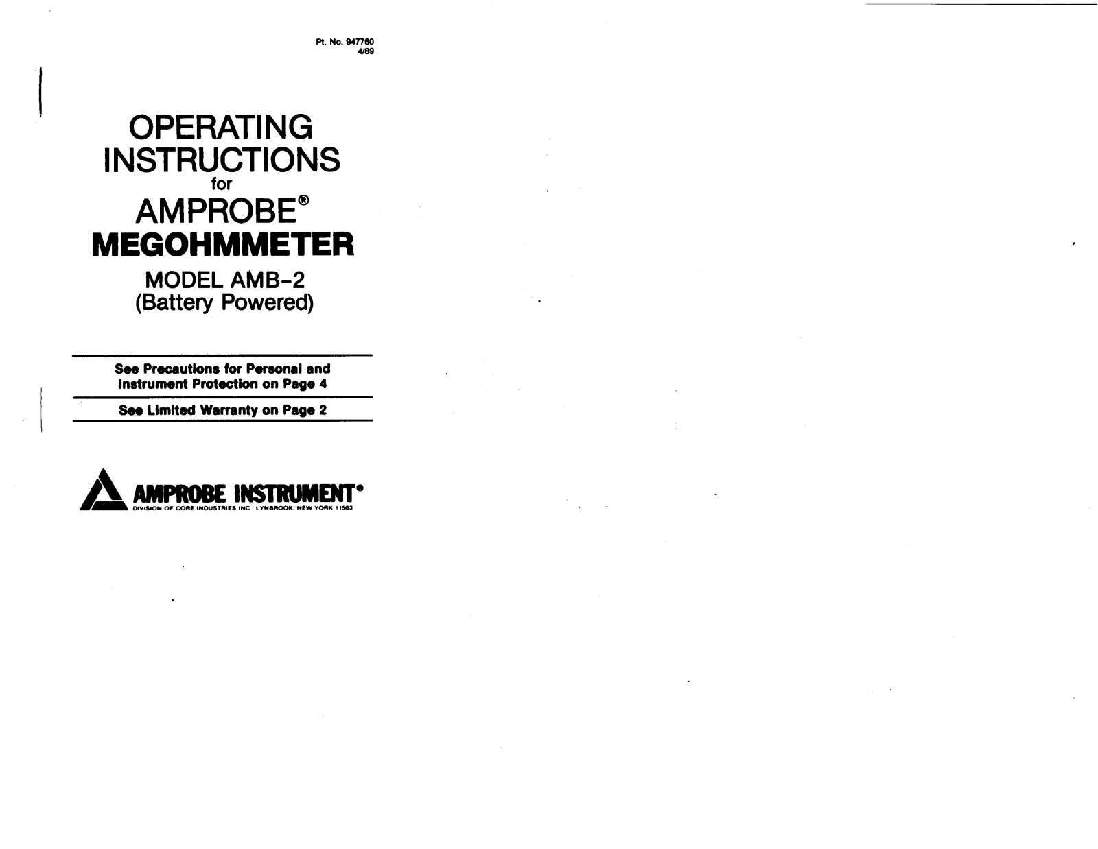 Amprobe AMB-2 Operating Manual