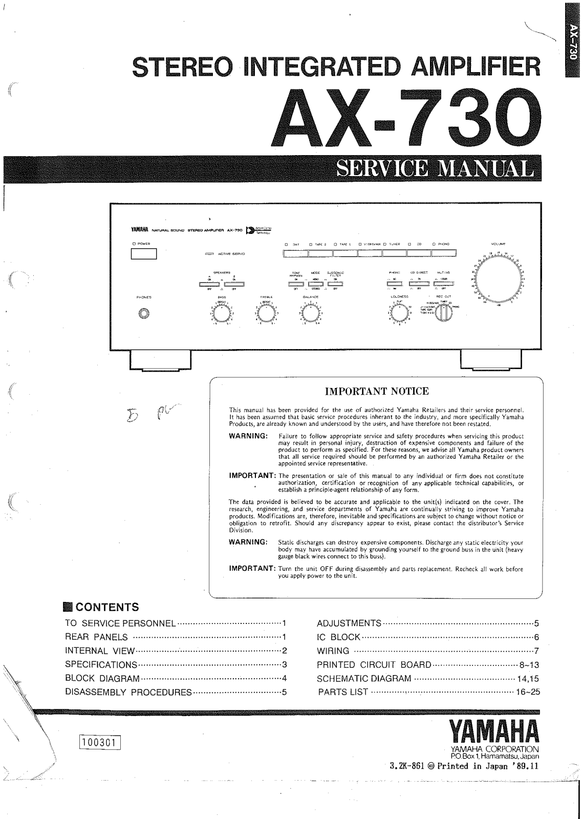 Yamaha AX-730 Service manual