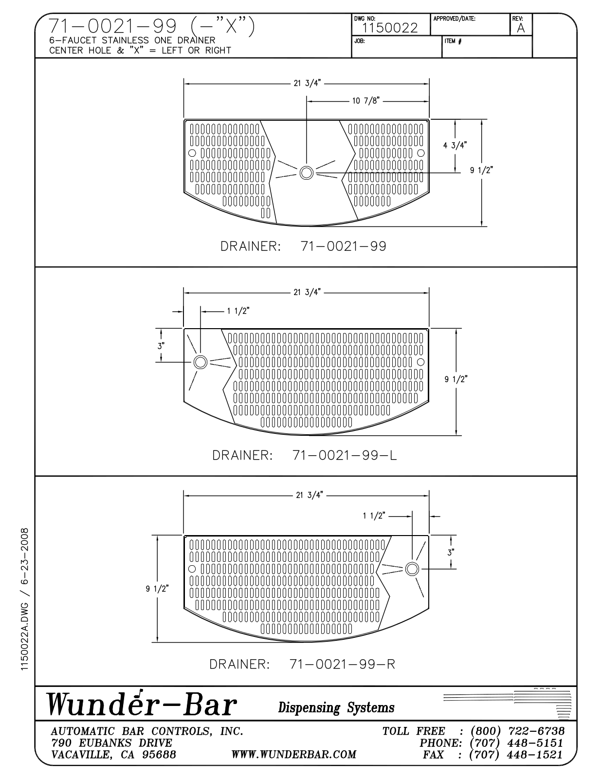 Wunder Bar 71-0021-99 Installation  Manual