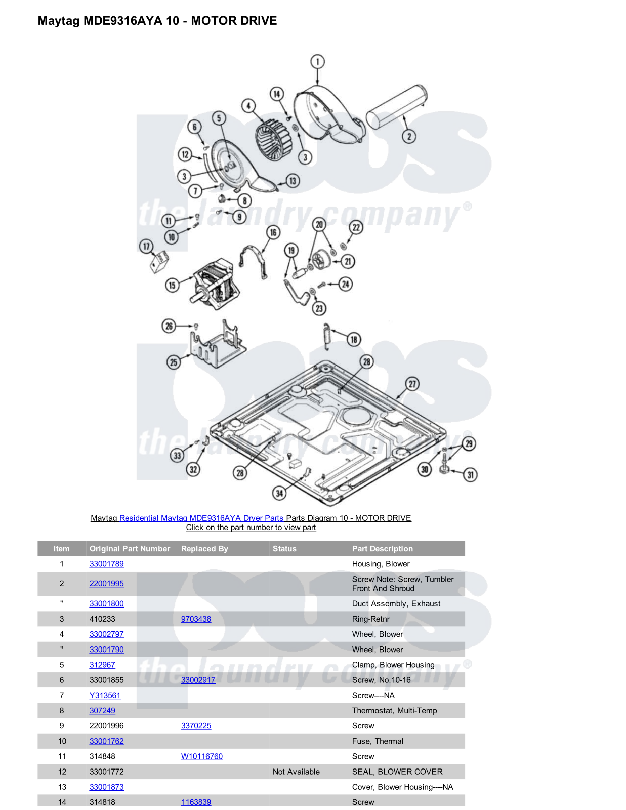 Maytag MDE9316AYA Parts Diagram