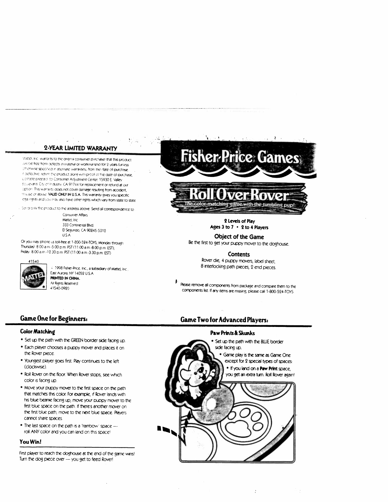 Fisher-Price Games User Manual