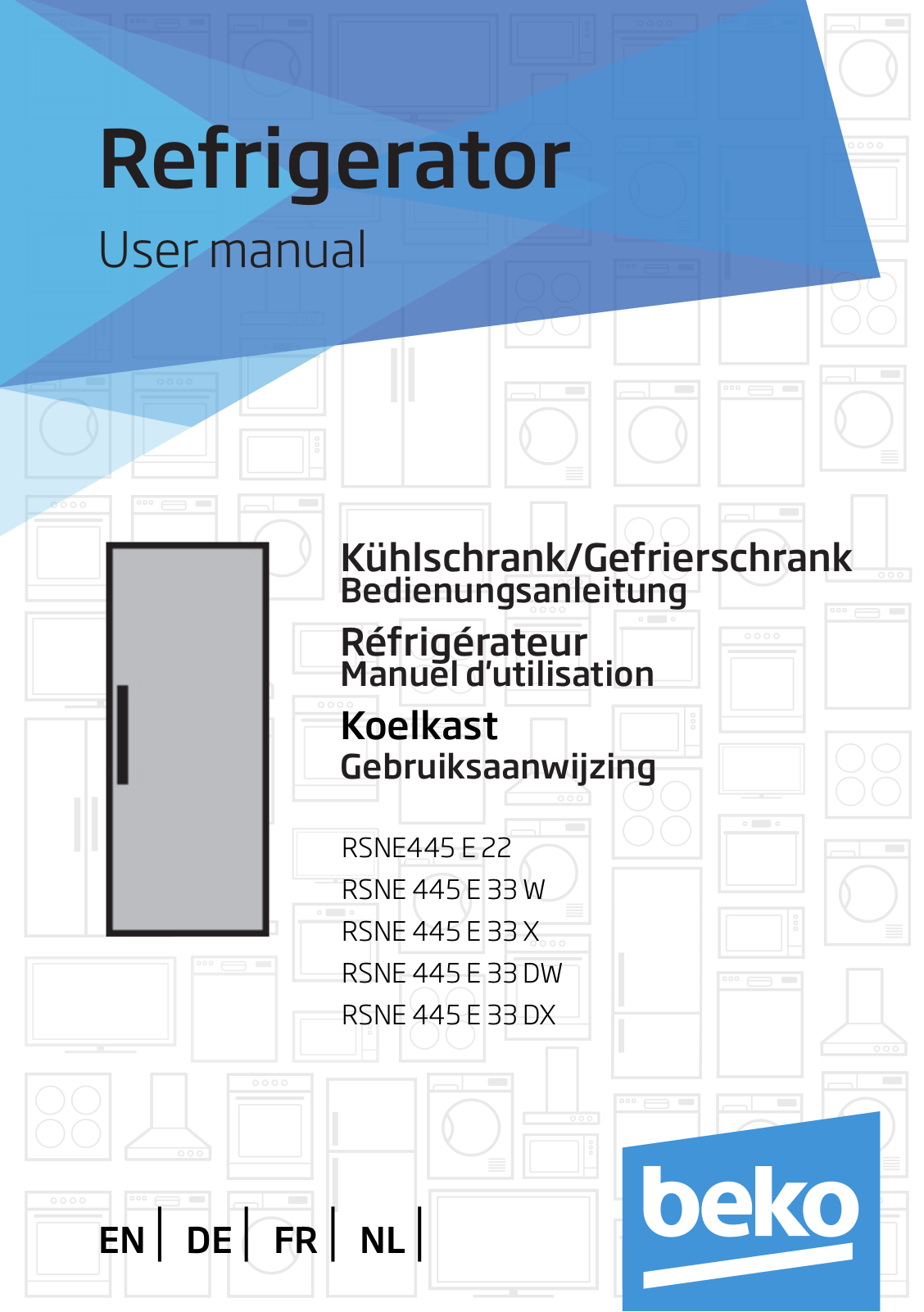 Beko RSNE445 E 22, RSNE 445 E 33 W, RSNE 445 E 33 X, RSNE 445 E 33 DW, RSNE 445 E 33 DX User manual