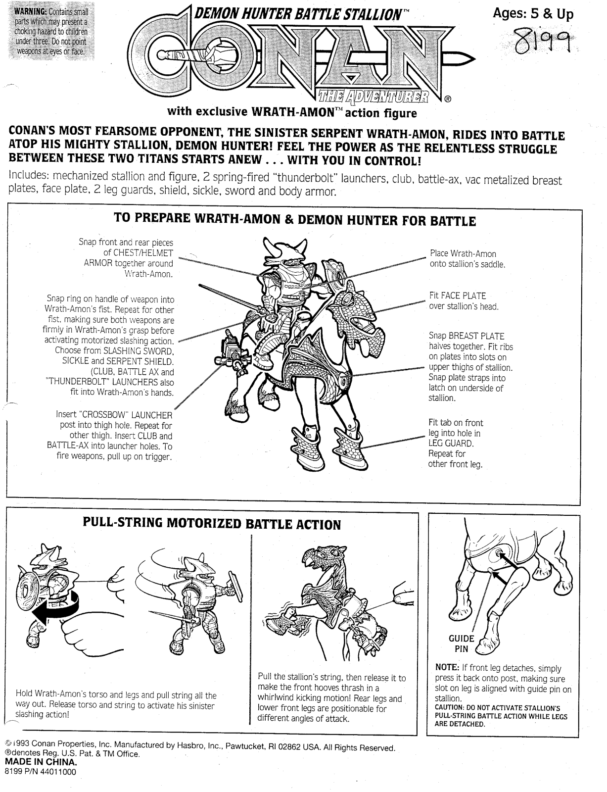 HASBRO Conan Demon Hunter Battle Stallion User Manual