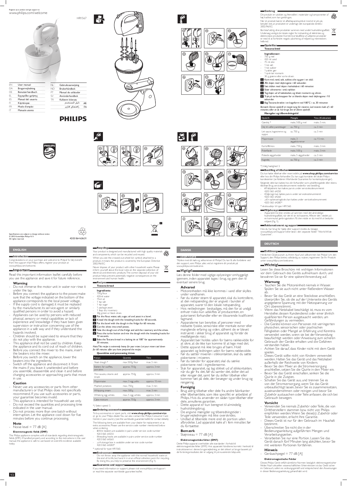 Philips HR1567/50 user guide - ManualMachine.com