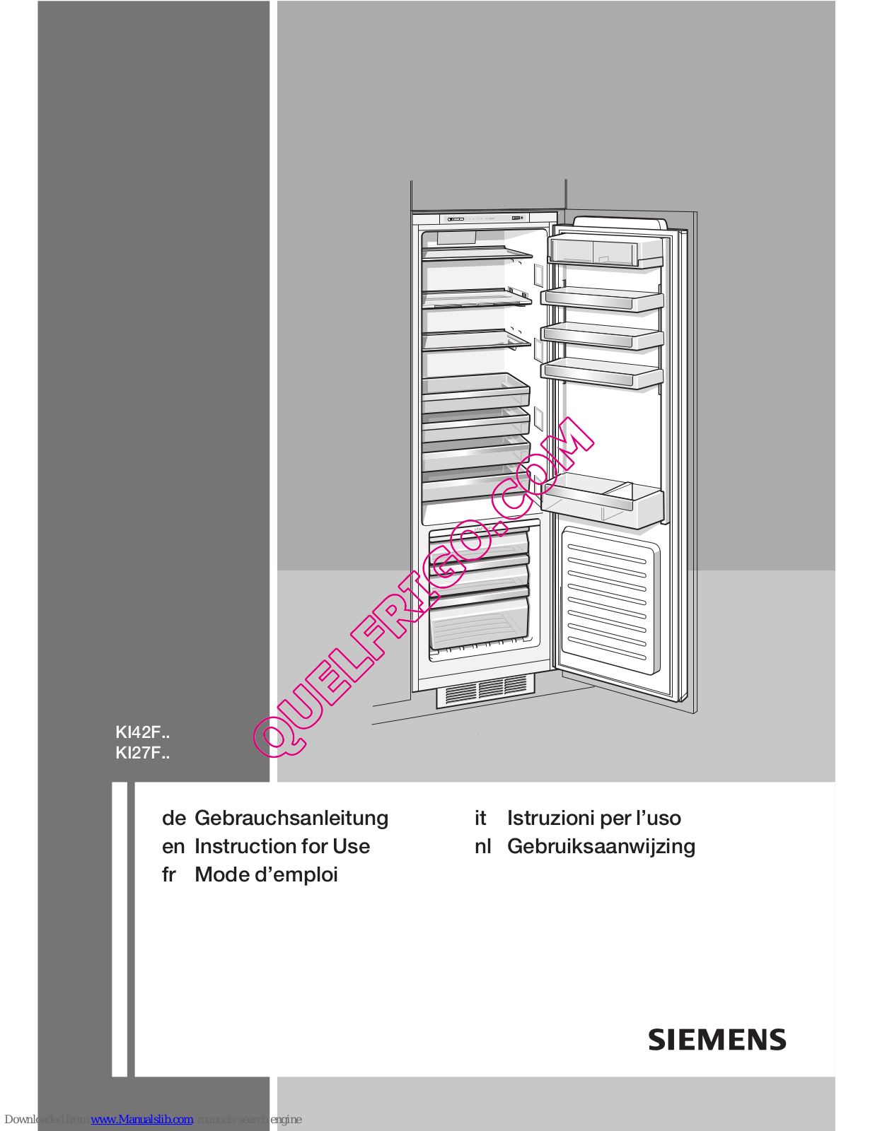 Siemens KI42F Series, KI27F Series Instructions For Use Manual